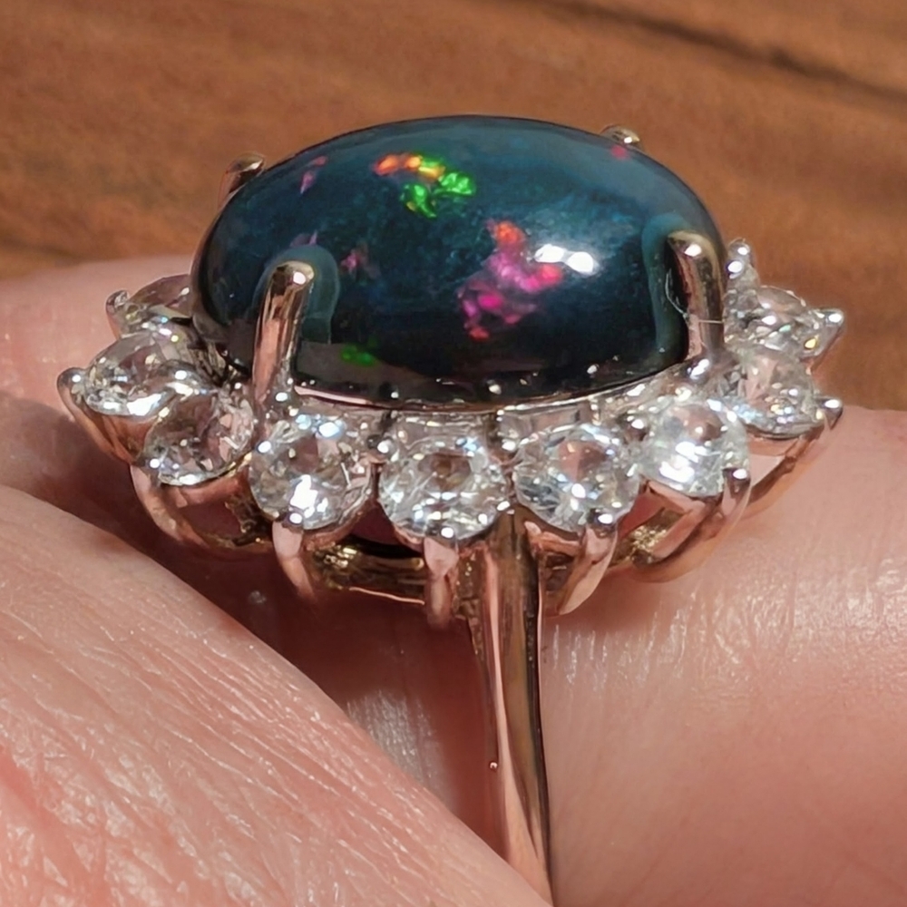 10K Gold Miami Blue Opal - Picture 3 of 7